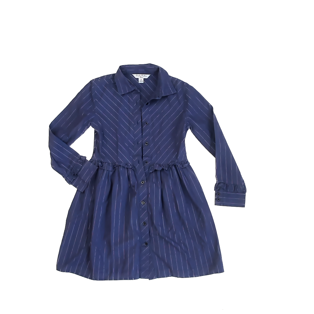 Brooks Brothers Girls Blue | Maroon Stripe Dress Size: 8 Years Blue | Maroon Stripe