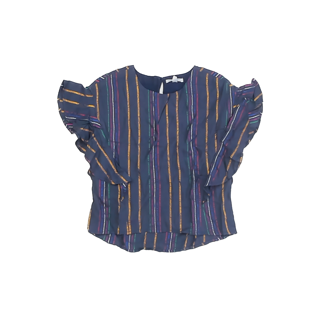 Rockets Of Awesome Girls Blue Metallic Striped Blouse Size: 5T Blue Metallic Striped