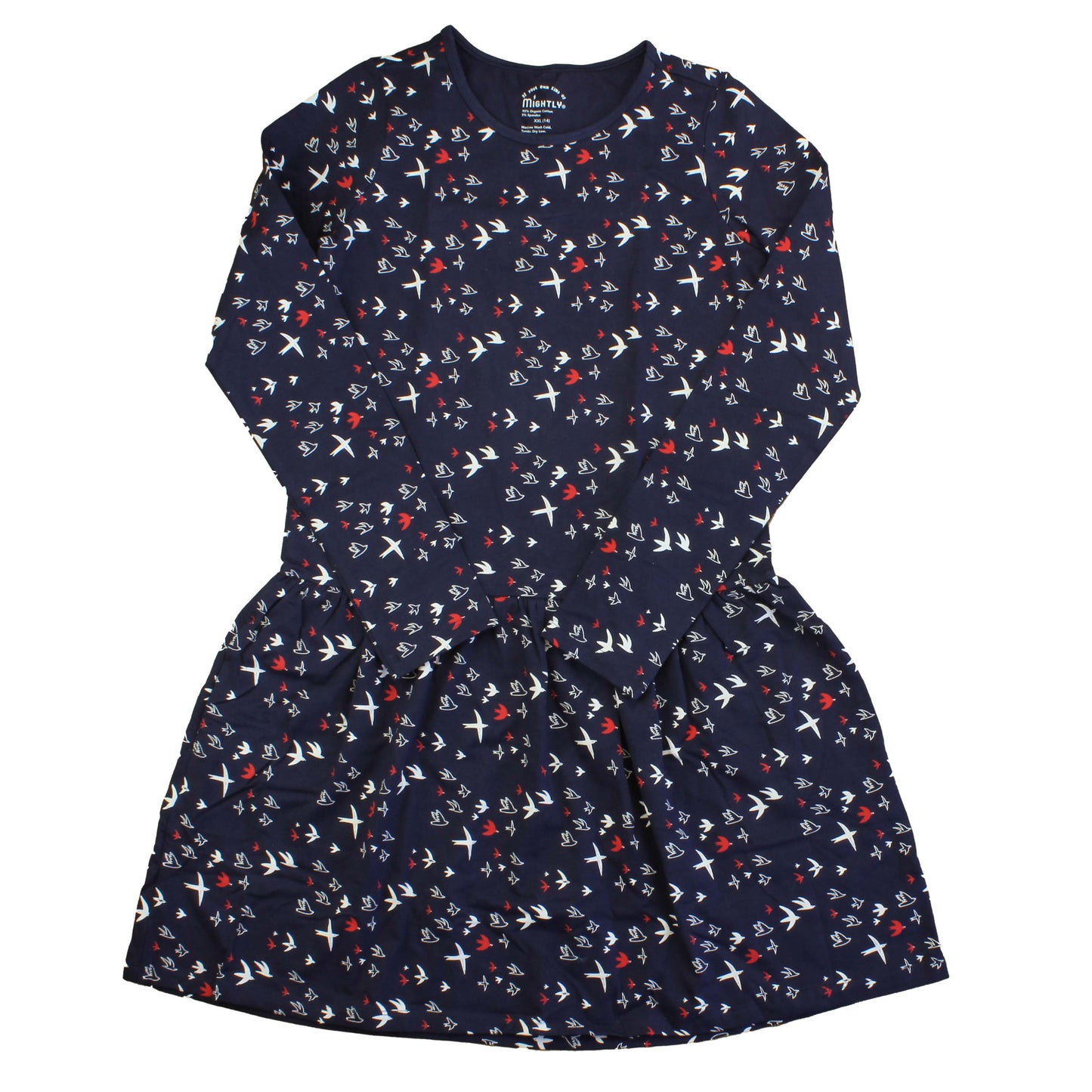 Mightly Girls Blue | Migrating Birds Dress Size: 6-14 Years Blue | Migrating Birds