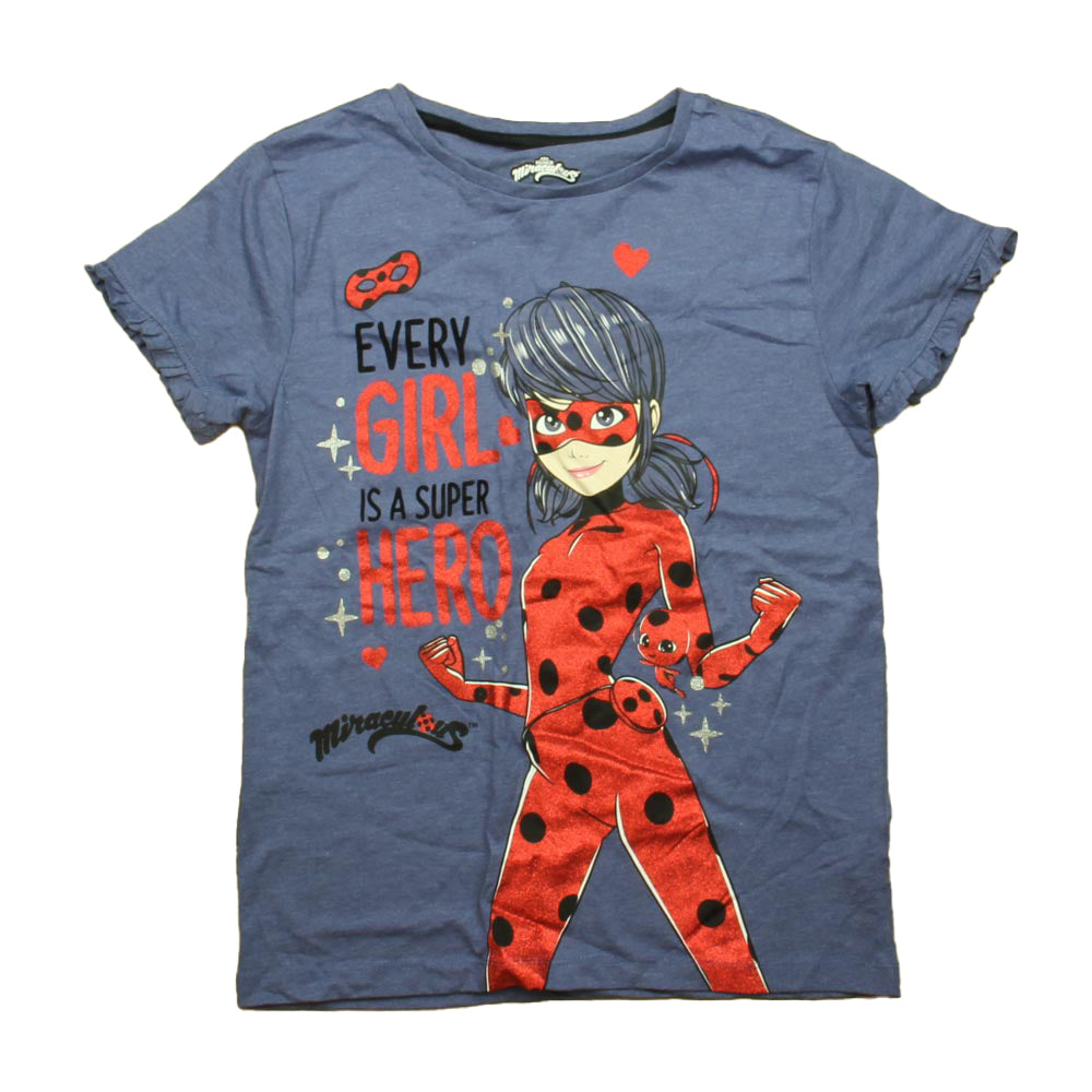 Character.com Girls Blue Miraculous T-Shirt Size: 14 Years