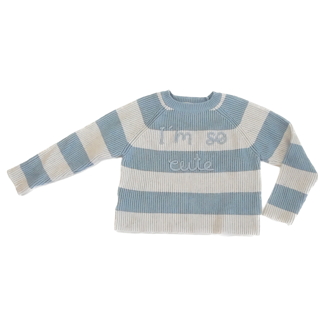 Mayoral Girls Blue | Oatmeal Sweater Size: 7 Years Blue | Oatmeal