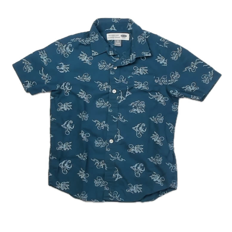 Old Navy Boys Blue Octopus Button Down Short Sleeve Size: 6-7 Years Blue Octopus