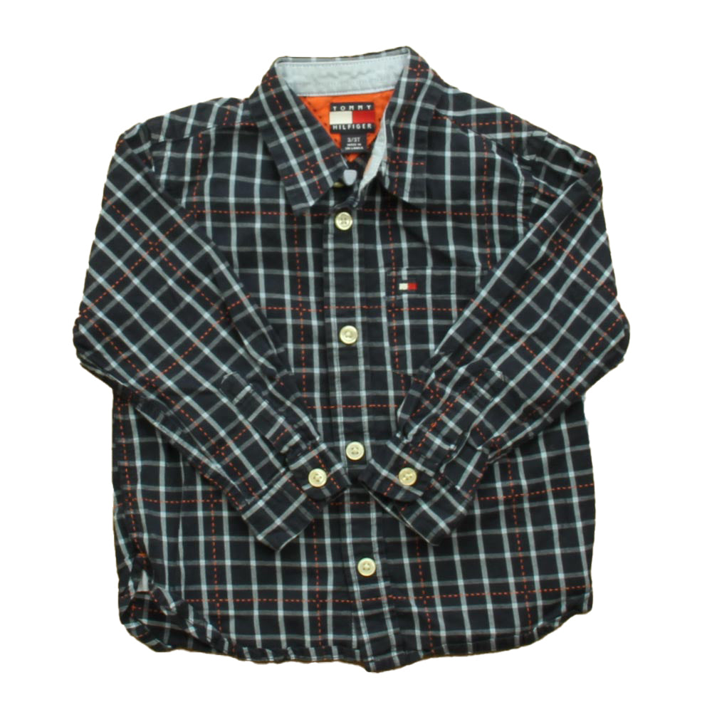 Tommy Hilfiger Boys Blue | Orange Plaid Button Down Long Sleeve Size: 3T Blue | Orange Plaid