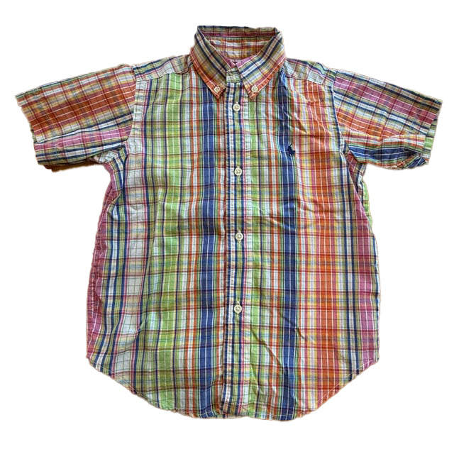 Ralph Lauren Boys Blue | Orange Plaid Button Down Short Sleeve Size: 3-4T Blue | Orange Plaid