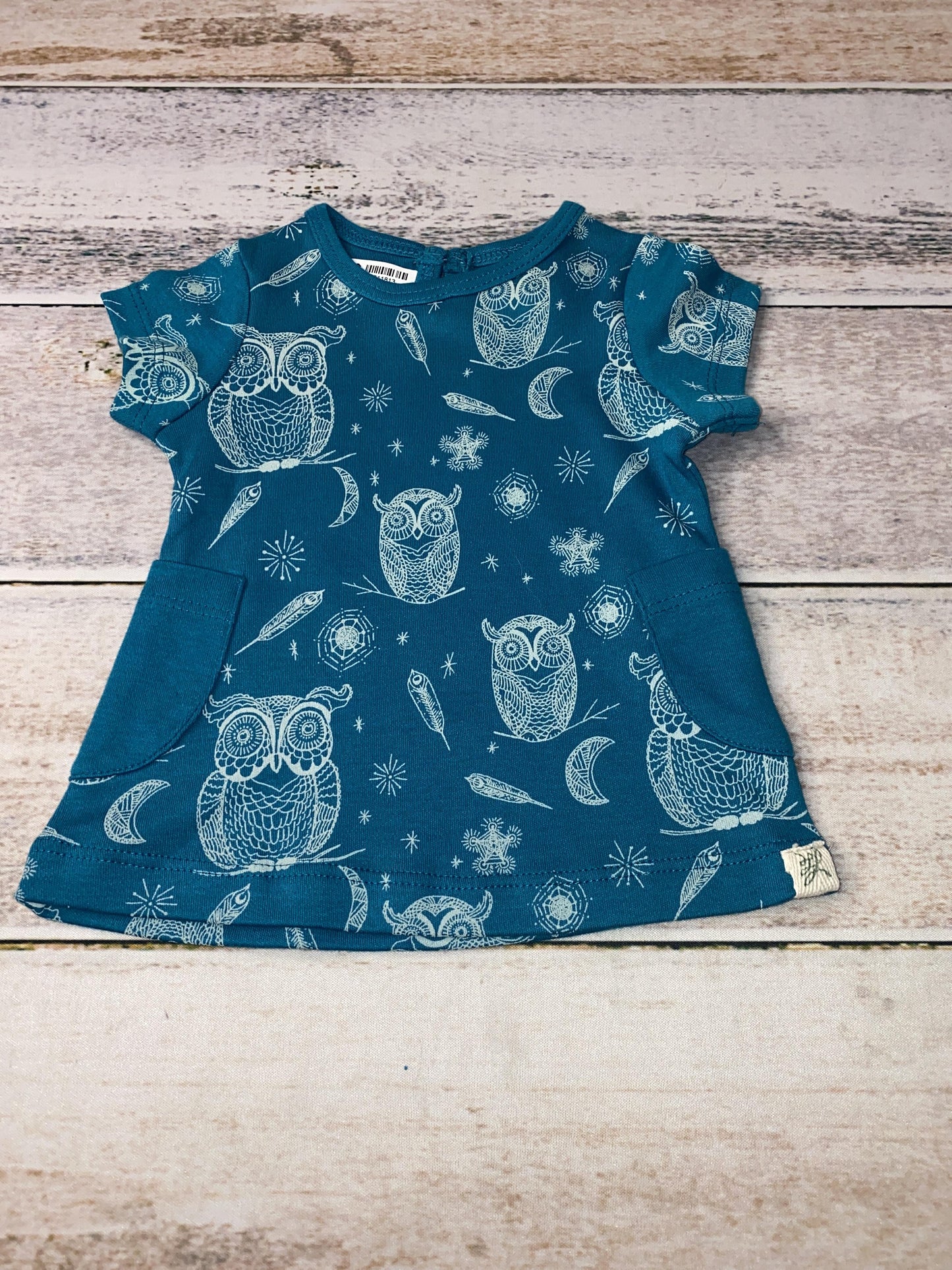 Little Lentil Girls Blue | Owls Dress Size: Newborn Blue | Owls