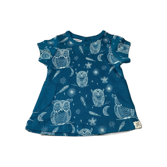 Little Lentil Girls Blue | Owls Dress Size: Newborn Blue | Owls