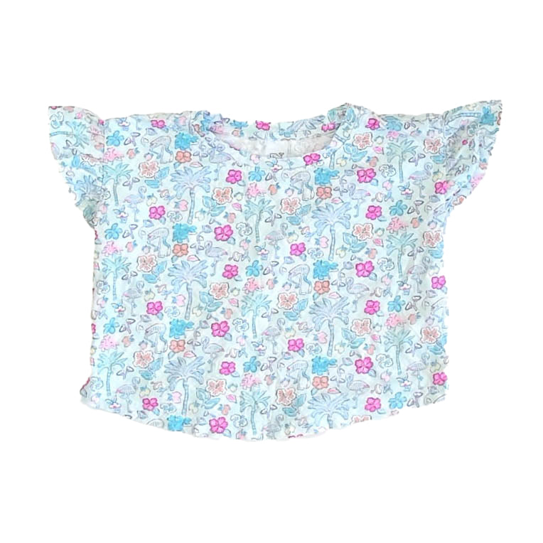 Vineyard Vines Girls Blue Palm Trees T-Shirt Size: 5-6 Years Blue Palm Trees