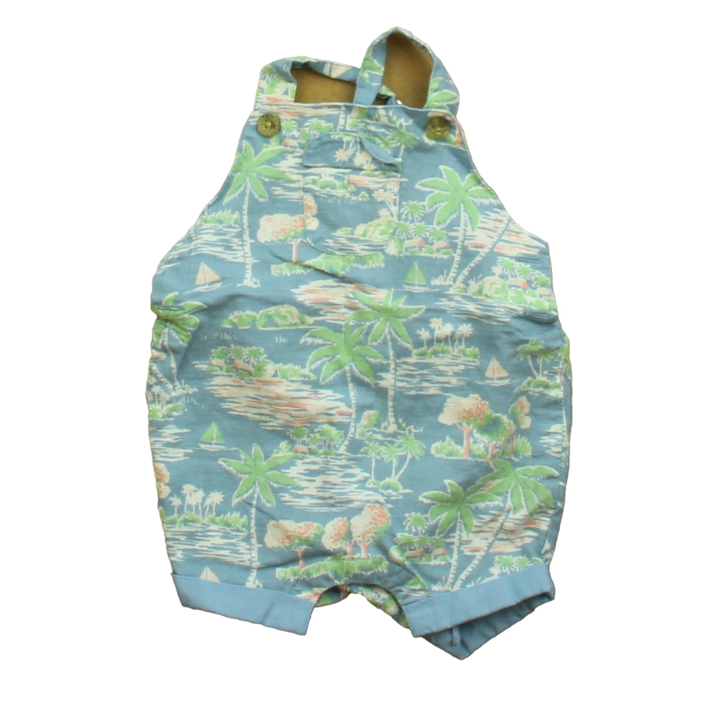 Janie and Jack Boys Blue Palm Trees Romper Size: 3-6 Months Blue Palm Trees