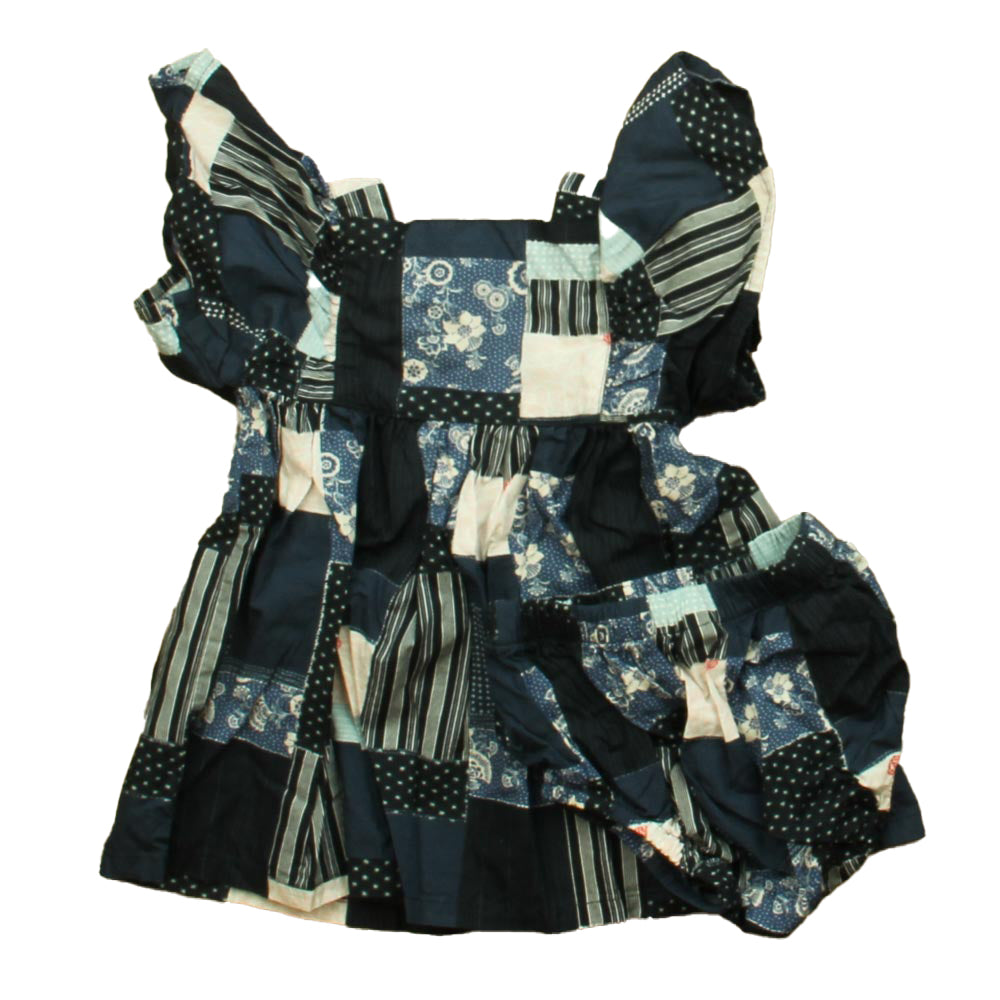 Tea Collection Girls Blue Patchwork Dress Size: 9-12 Months Blue Patchwork