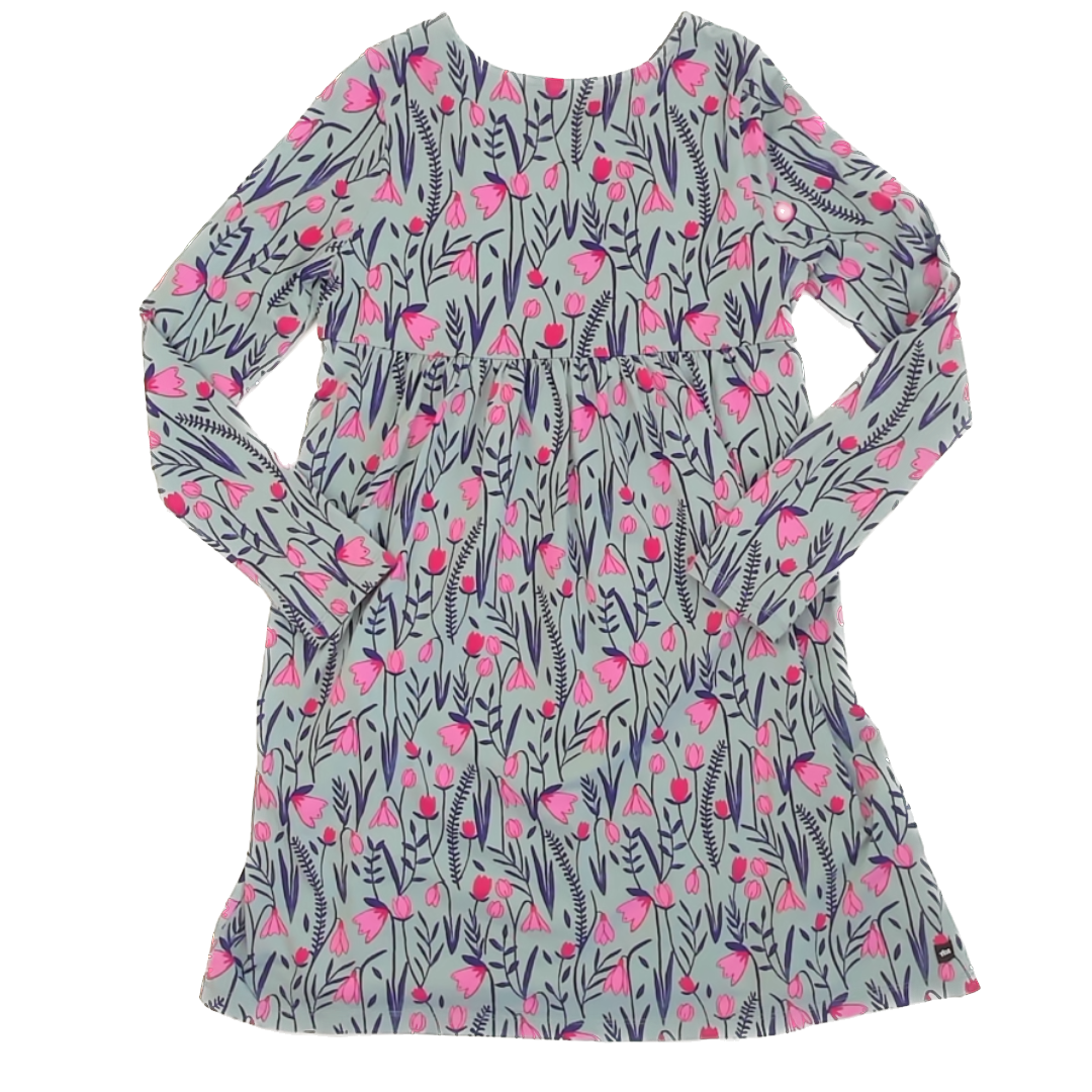 Tea Collection Girls Blue | Pink and Purple Floral Dress Size: 14 Years Blue | Pink and Purple Floral