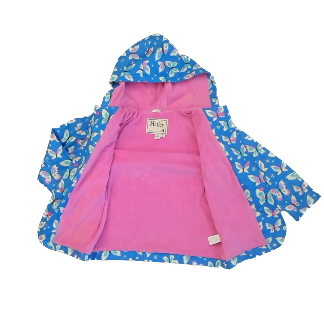 Hatley Girls Blue | Pink Butterfly Jacket Size: 6 Years Blue | Pink Butterfly