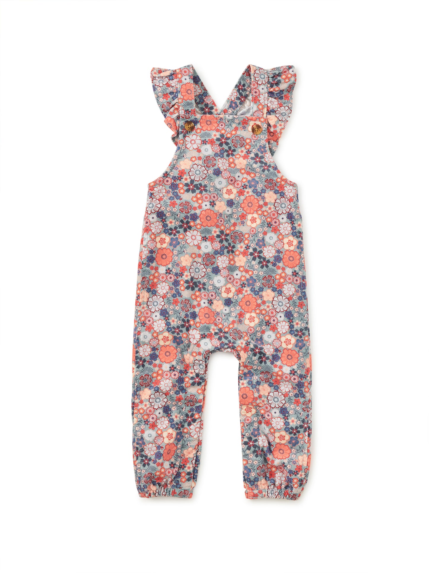 Tea Collection Girls Blue | Pink Floral Overalls Size: 6-9 Months Blue | Pink Floral