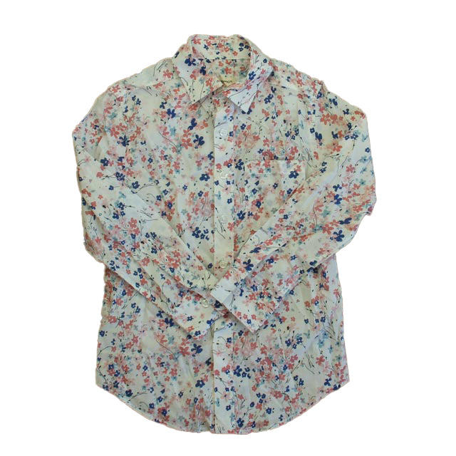 Appaman Boys Blue | Pink Floral Button Down Short Sleeve Size: 7 Years