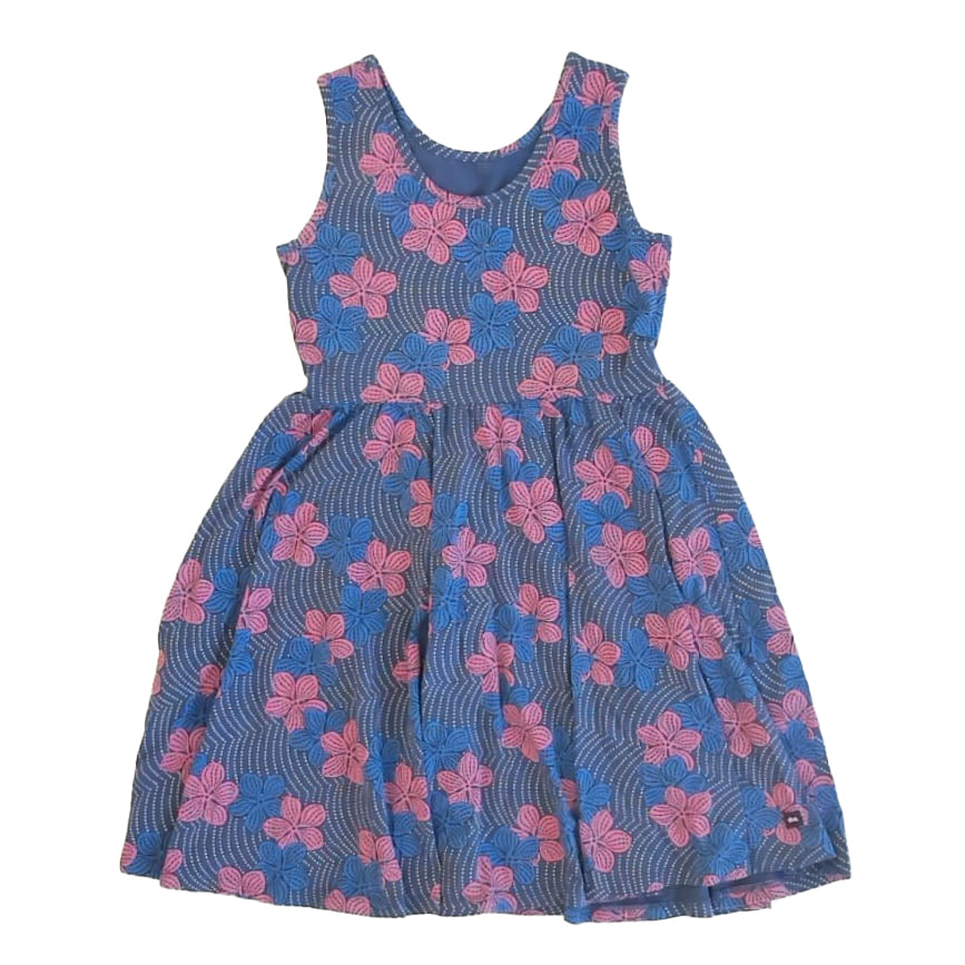 Tea Collection Girls Blue | Pink Floral Dress Size: 12 Years Blue | Pink Floral