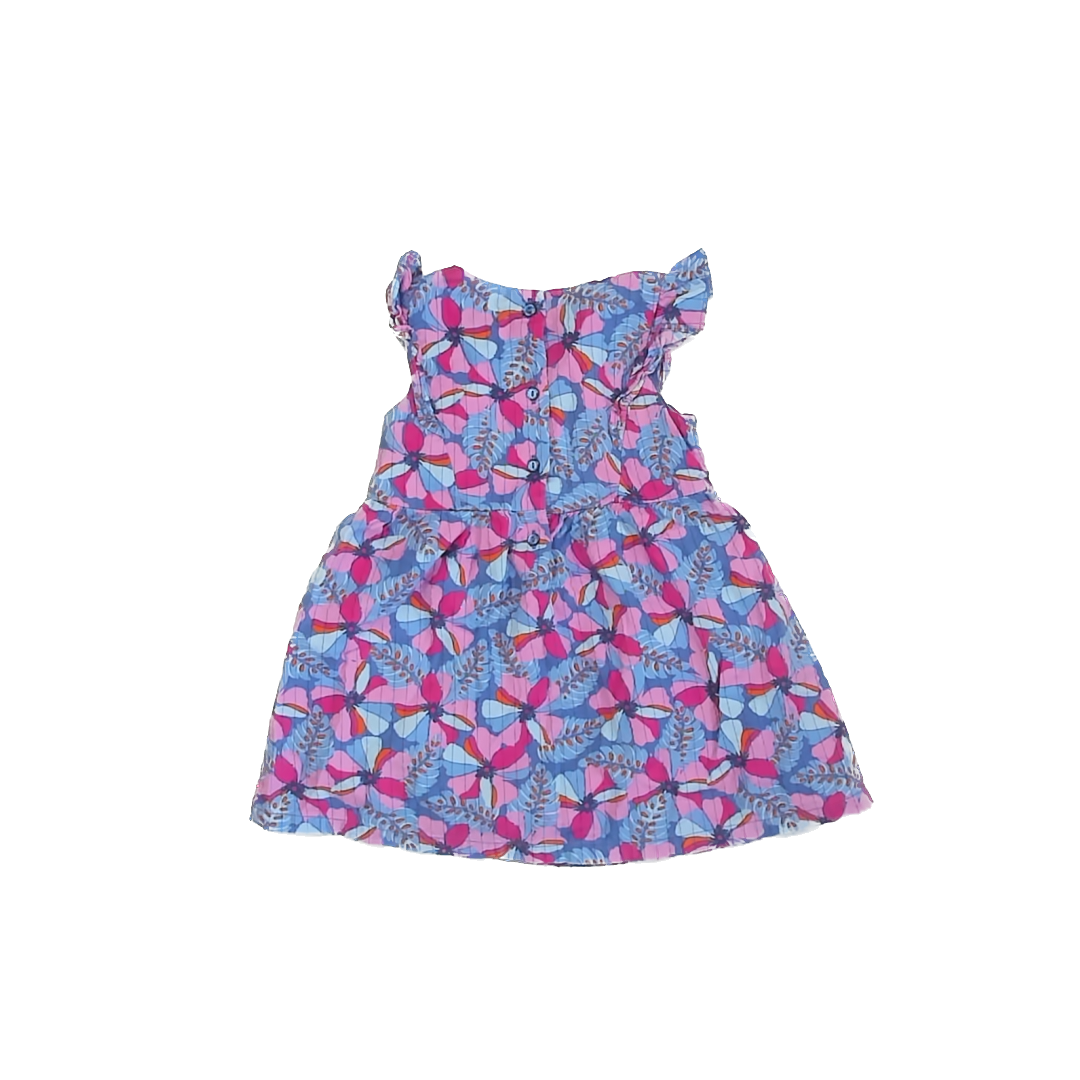Du Pareil Girls Blue | Pink Floral Dress Size: 3T Blue | Pink Floral