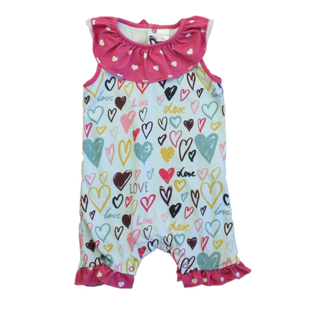 Penelope Plumm Girls Blue | Pink Love Romper Size: 12 Months Blue | Pink Love