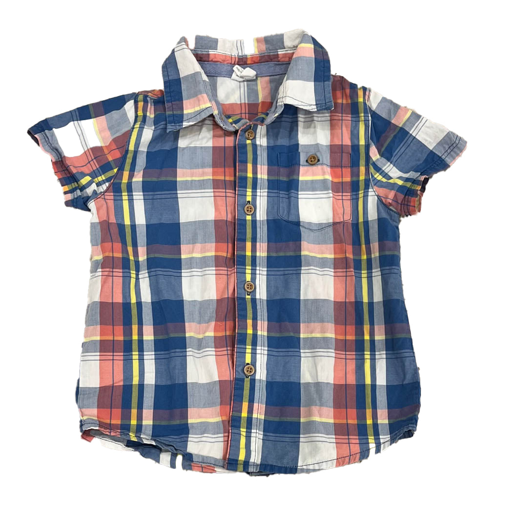 Egg Boys Blue | Pink Plaid Button Down Short Sleeve Size: 2T Blue | Pink Plaid