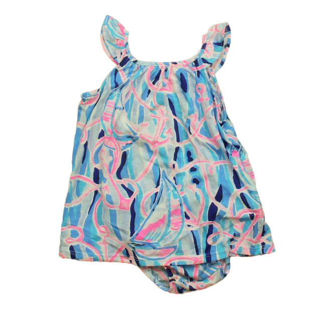 Lilly Pulitzer Girls Blue | Pink Dress Size: 6-12 Months