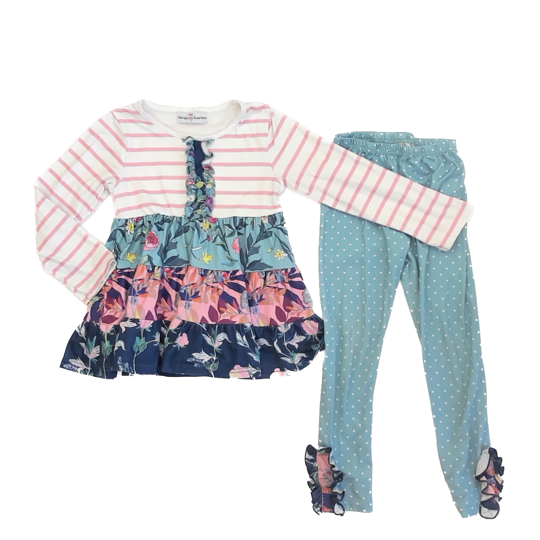 Adorable Sweetness Girls Blue | Pink Apparel Sets Size: 7-8 Years Blue | Pink