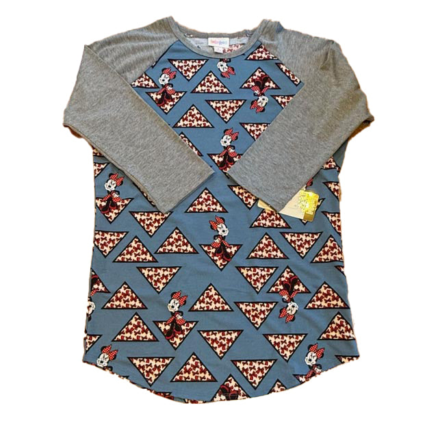 Lularoe Girls Blue Pizza Minnie Long Sleeve Shirt Size: Junior Small Blue Pizza Minnie