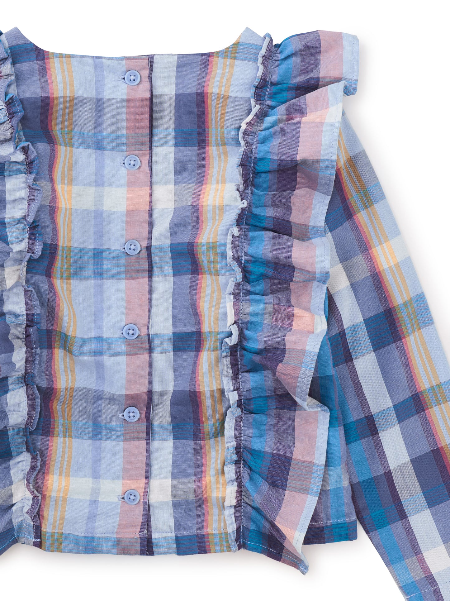 Tea Collection Girls Blue Plaid Blouse Size: 16 Years Blue Plaid