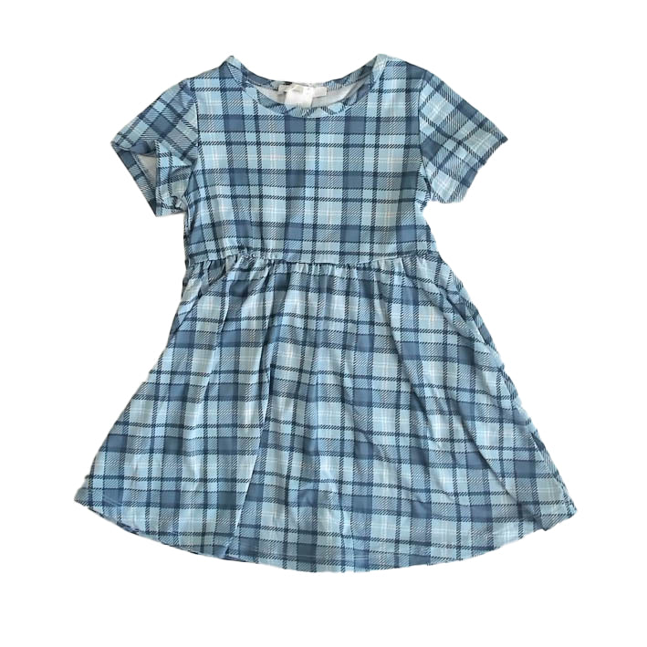 Emma & Elsa Girls Blue Plaid Dress Size: 3T Blue Plaid