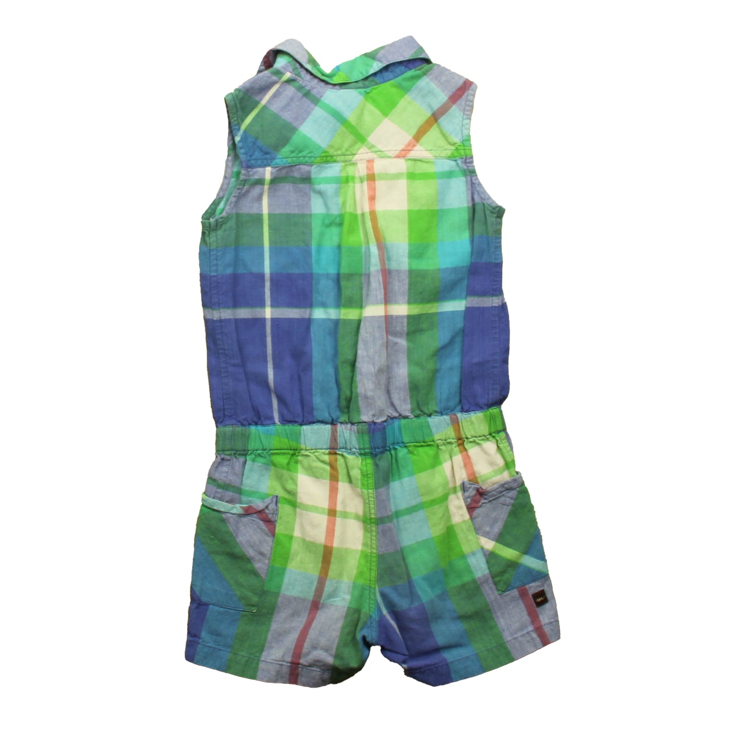 Tea Collection Girls Blue Plaid Romper Size: 4T Blue Plaid