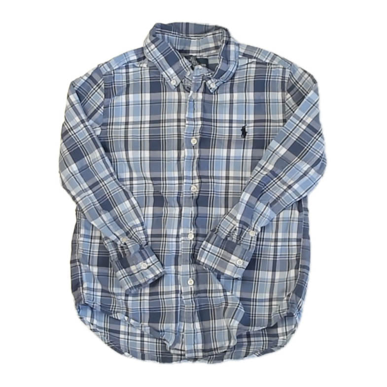 Ralph Lauren Boys Blue Plaid Button Down Long Sleeve Size: 5T Blue Plaid