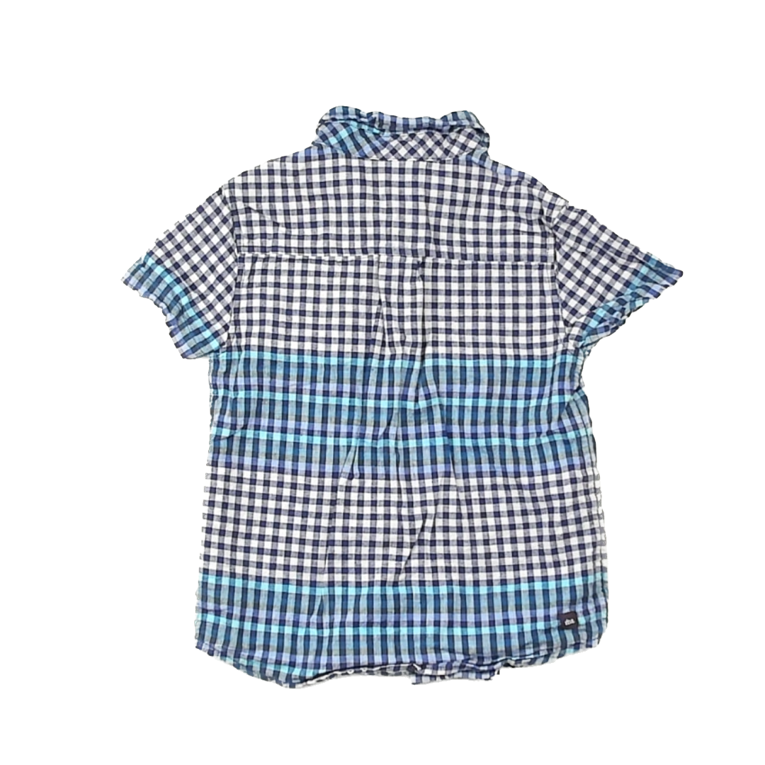 Tea Collection Boys Blue | Plaid Button Down Short Sleeve Size: 7 Years Blue | Plaid