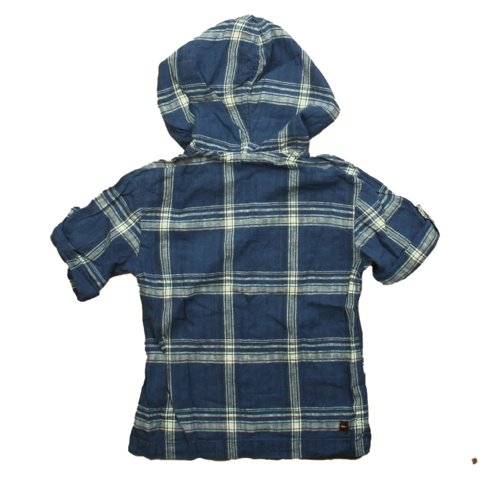 Tea Boys Blue Plaid Button Down Short Sleeve Size: 5T Blue Plaid