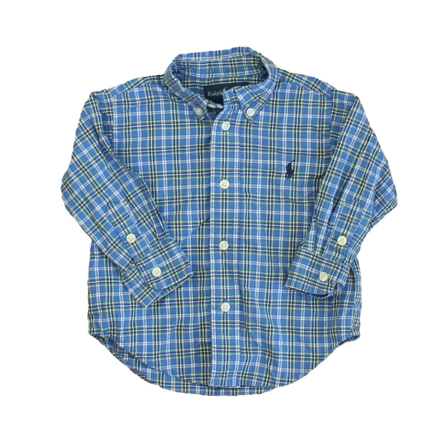 Ralph Lauren Boys Blue Plaid Button Down Long Sleeve Size: 12 Months Blue Plaid