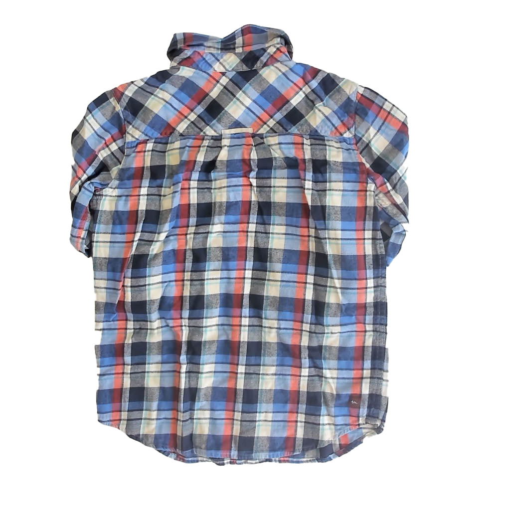 Tea Collection Boys Blue Plaid Button Down Long Sleeve Size: 12 Years Blue Plaid