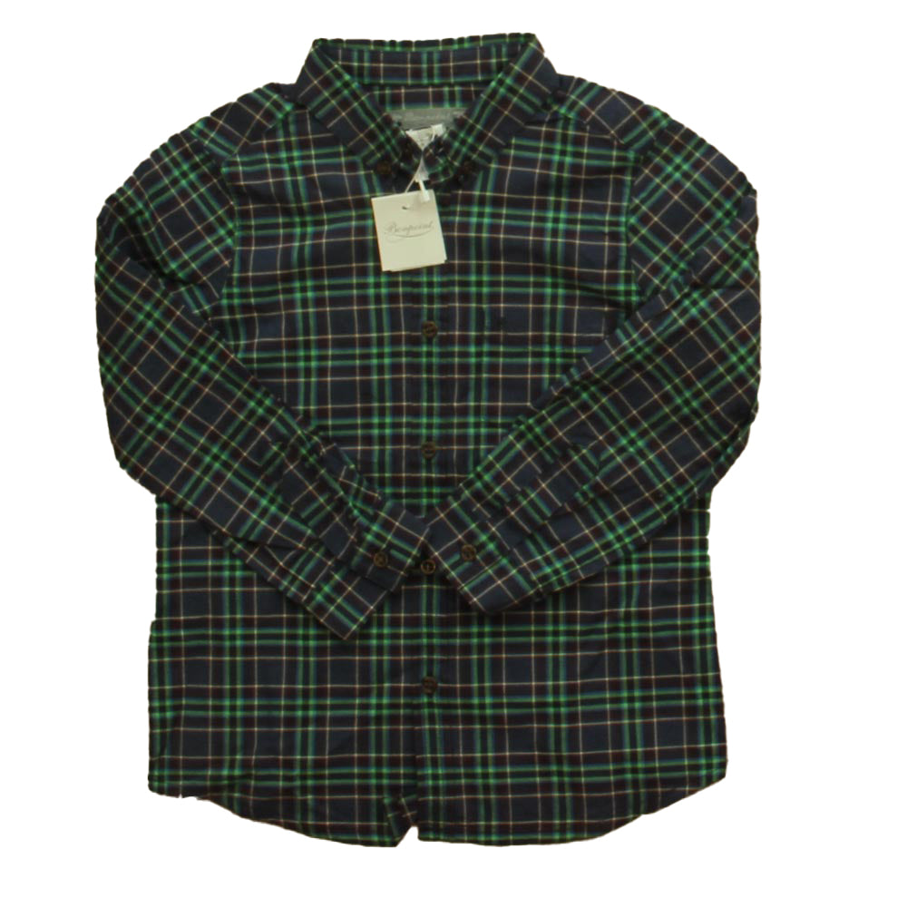 Bonpoint Boys Blue Plaid Button Down Long Sleeve Size: 3T Blue Plaid