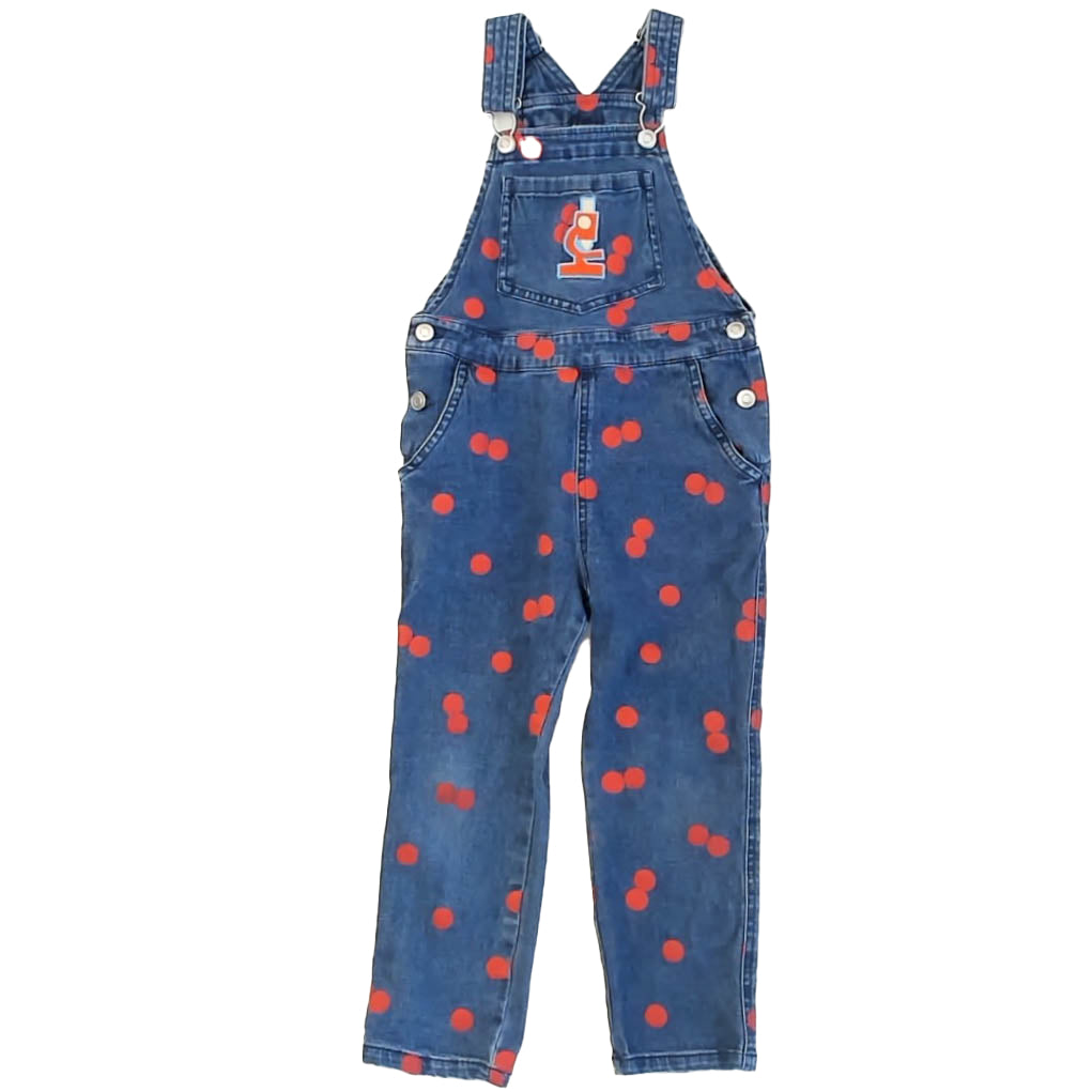 Christian Robinson Girls Blue Polka Dots Overalls Size: 4T Blue Polka Dots