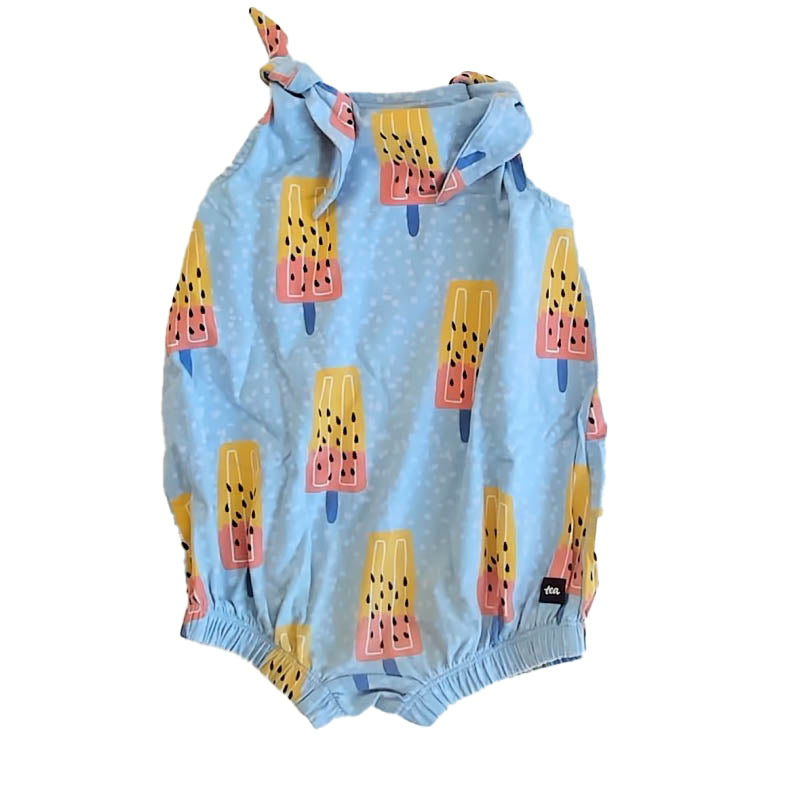 Tea Collection Girls Blue Popsicles Romper Size: 12-18 Months Blue Popsicles
