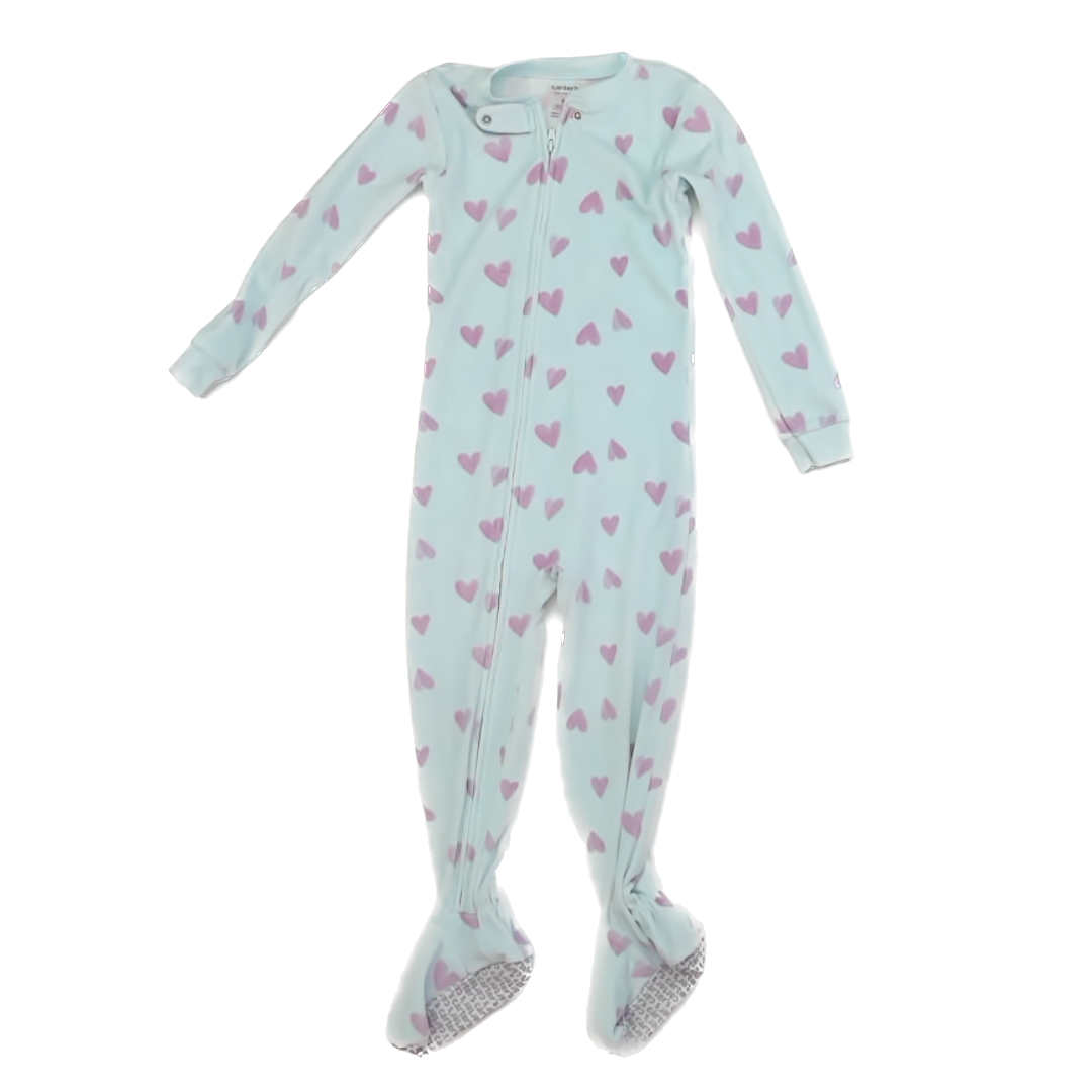 Carter's Girls Blue | Purple Hearts 1-piece footed Pajamas Size: 4T Blue | Purple Hearts