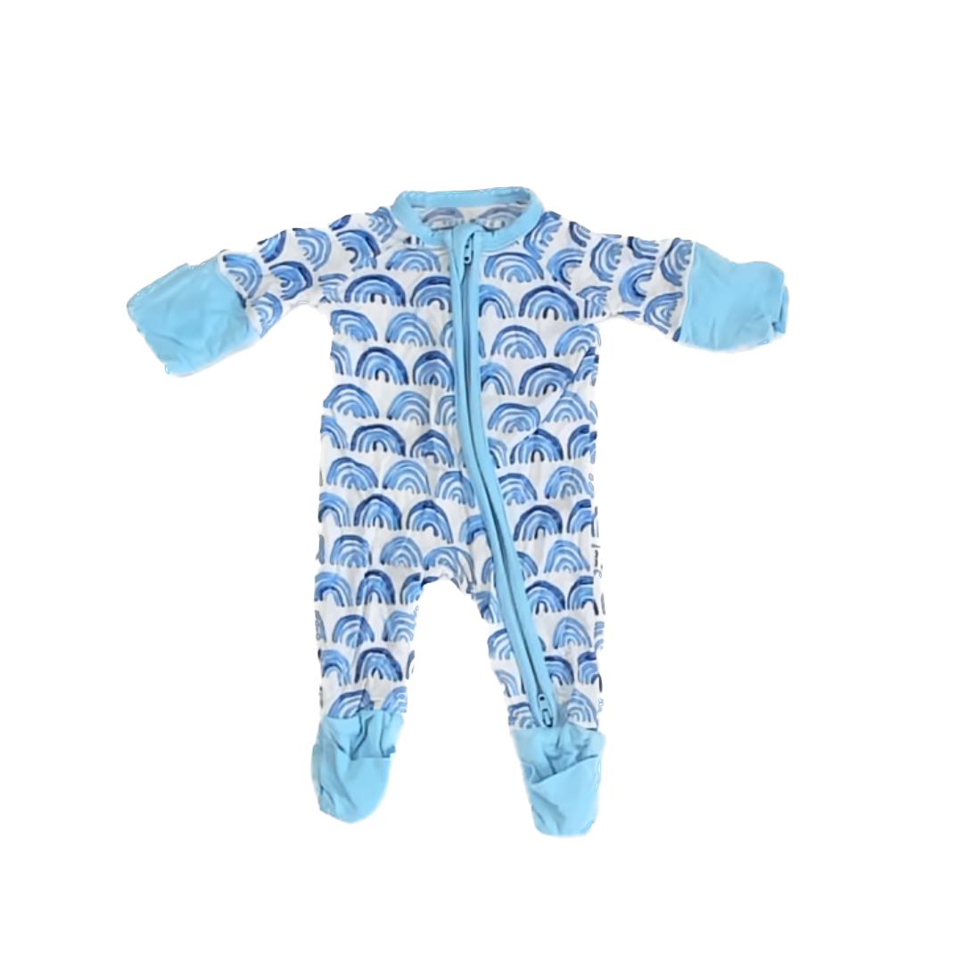 Little Sleepies Boys Blue Rainbow 1-piece Non-footed Pajamas Size: Micro Preemie Blue Rainbow