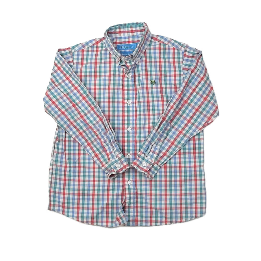 J. Bailey Boys Blue | Red Check Button Down Long Sleeve Size: 6 Years Blue | Red Check