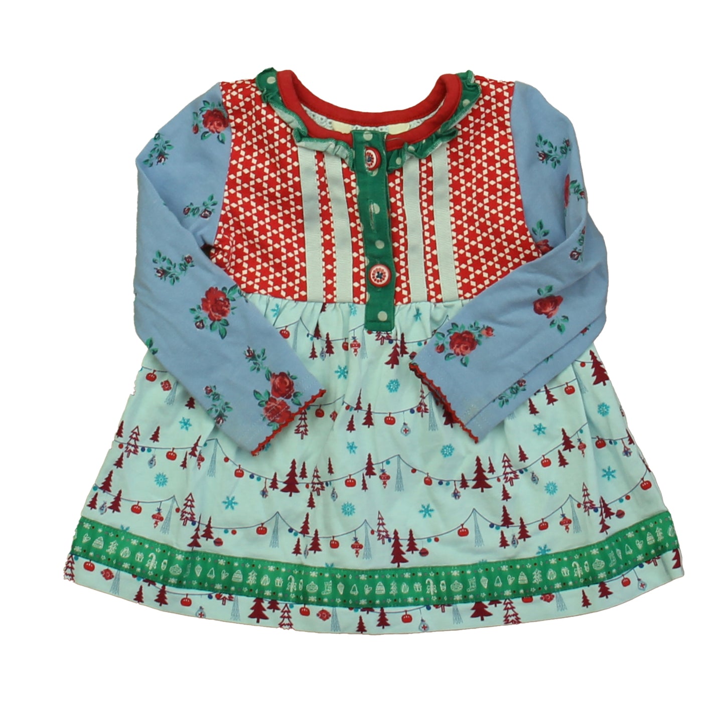 Matilda Jane Girls Blue | Red | Green Dress Size: 6-12 Months Blue | Red | Green