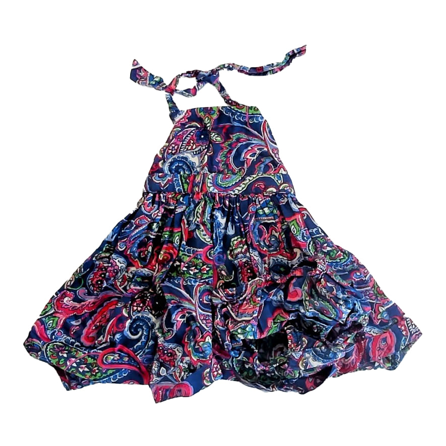 Ralph Lauren Girls Blue | Red Paisley Dress Size: 6 Months Blue | Red Paisley