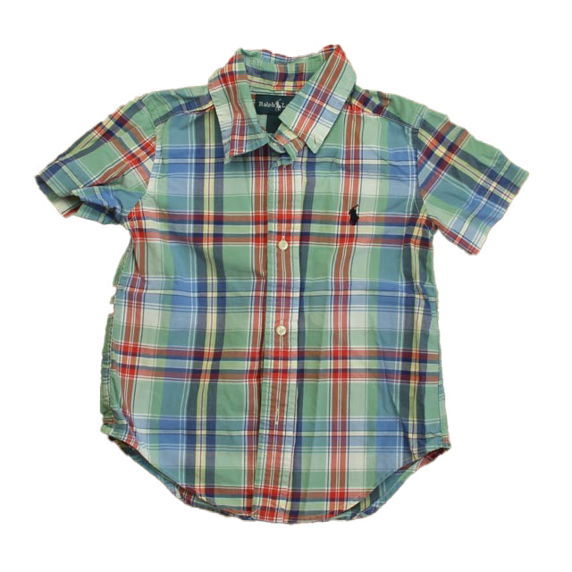 Ralph Lauren Boys Blue | Red Plaid Button Down Short Sleeve Size: 3T Blue | Red Plaid
