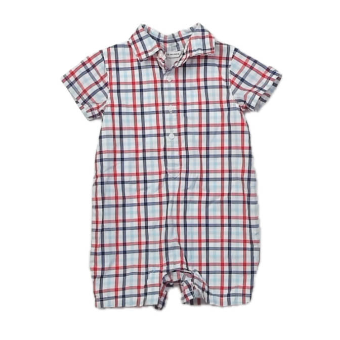 Janie and Jack Boys Blue | Red Plaid Romper Size: 6-12 Months Blue | Red Plaid