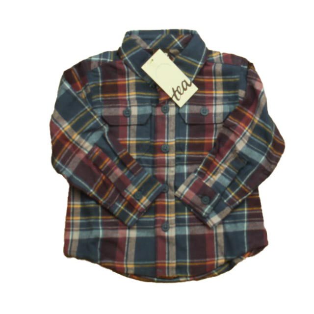 Tea Boys Blue | Red Plaid Button Down Long Sleeve Size: 9-12 Months Blue | Red Plaid