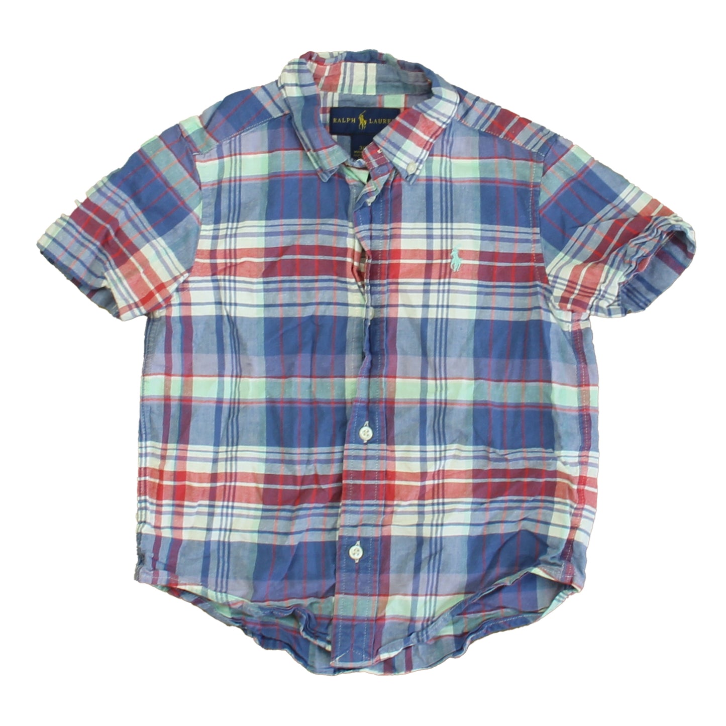 Ralph Lauren Boys Blue | Red Plaid Button Down Short Sleeve Size: 3T Blue | Red Plaid