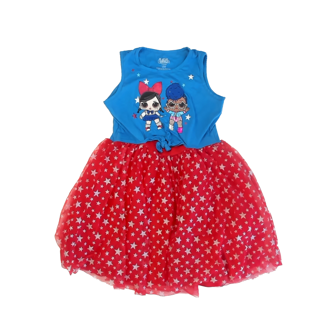 LOL Surprise Girls Blue | Red Stars Dress Size: 10-12 Years Blue | Red Stars