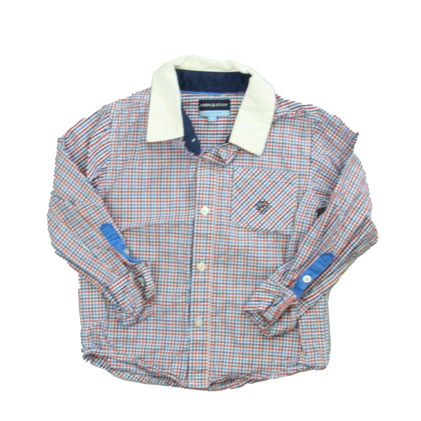 Andy & Evan Boys Blue | Red | White Button Down Long Sleeve Size: 3T Blue | Red | White