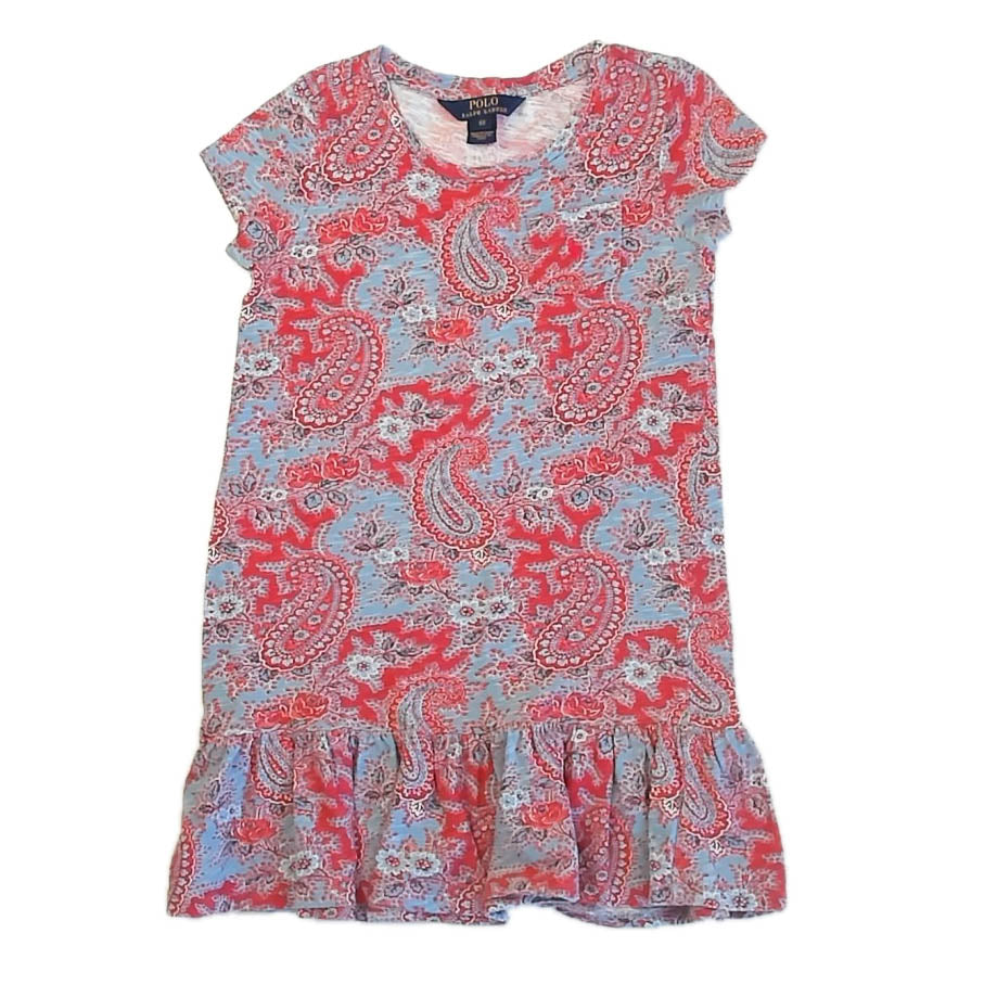 Ralph Lauren Girls Blue | Red Dress Size: 6 Years Blue | Red