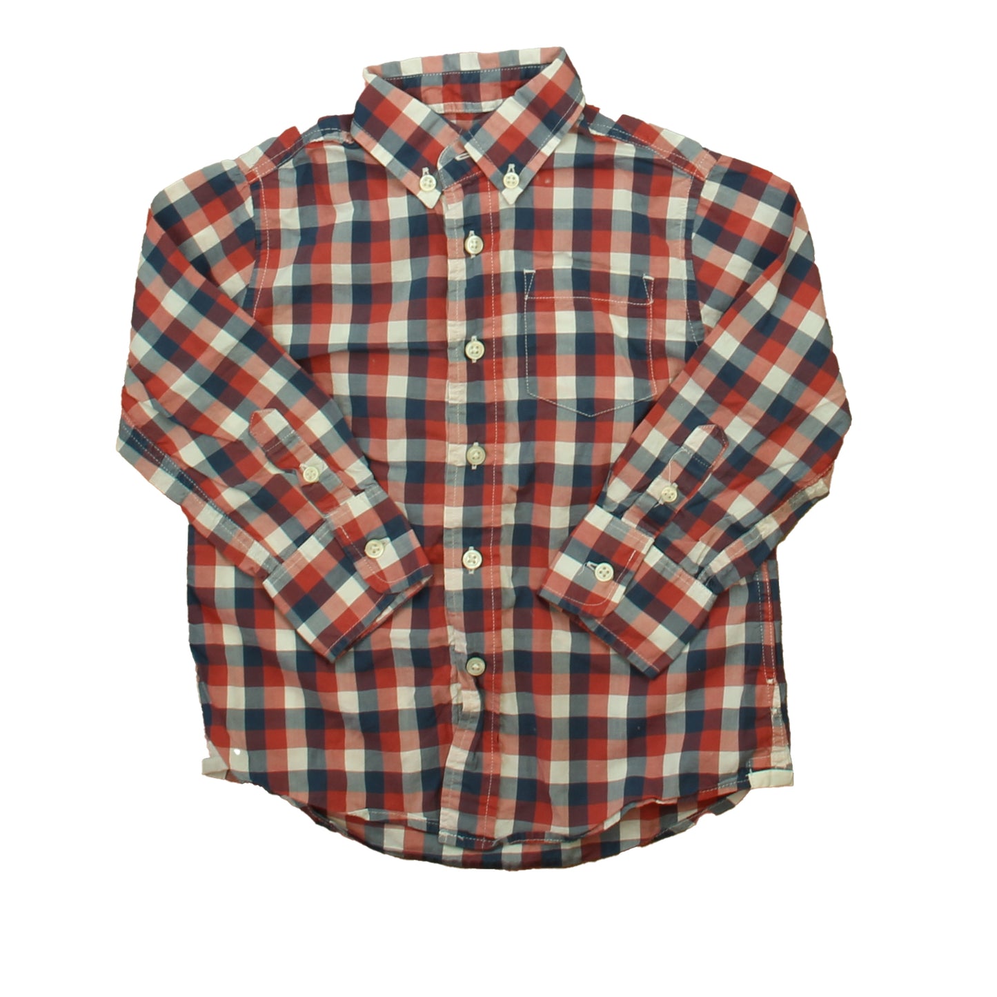 Crewcuts Boys Blue | Red Button Down Long Sleeve Size: 3T Blue | Red
