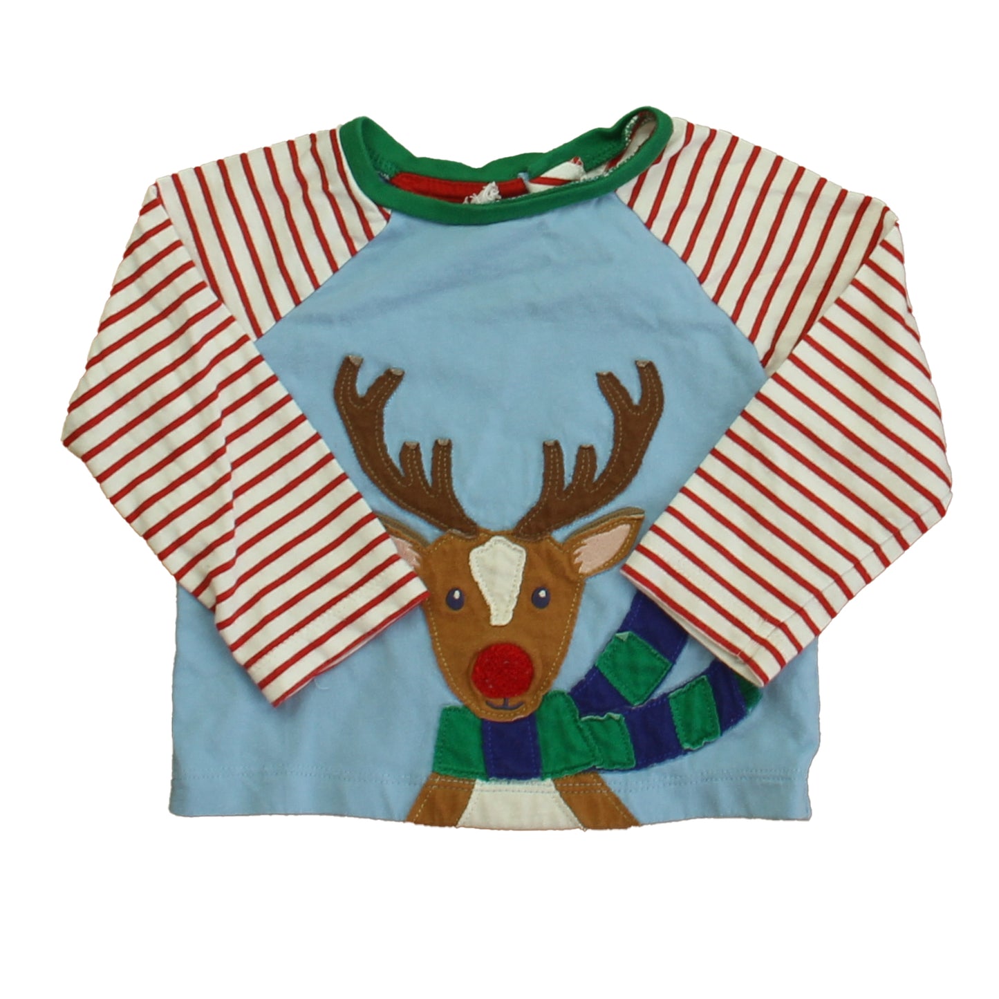 Boden Boys Blue Reindeer Long Sleeve T-Shirt Size: 6-9 Months Blue Reindeer