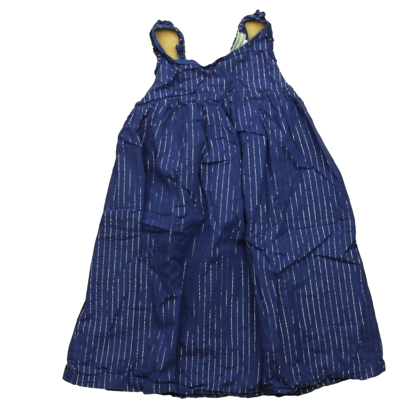 Vertbaudet Girls Blue | Silver Stripe Dress Size: 4T Blue | Silver Stripe